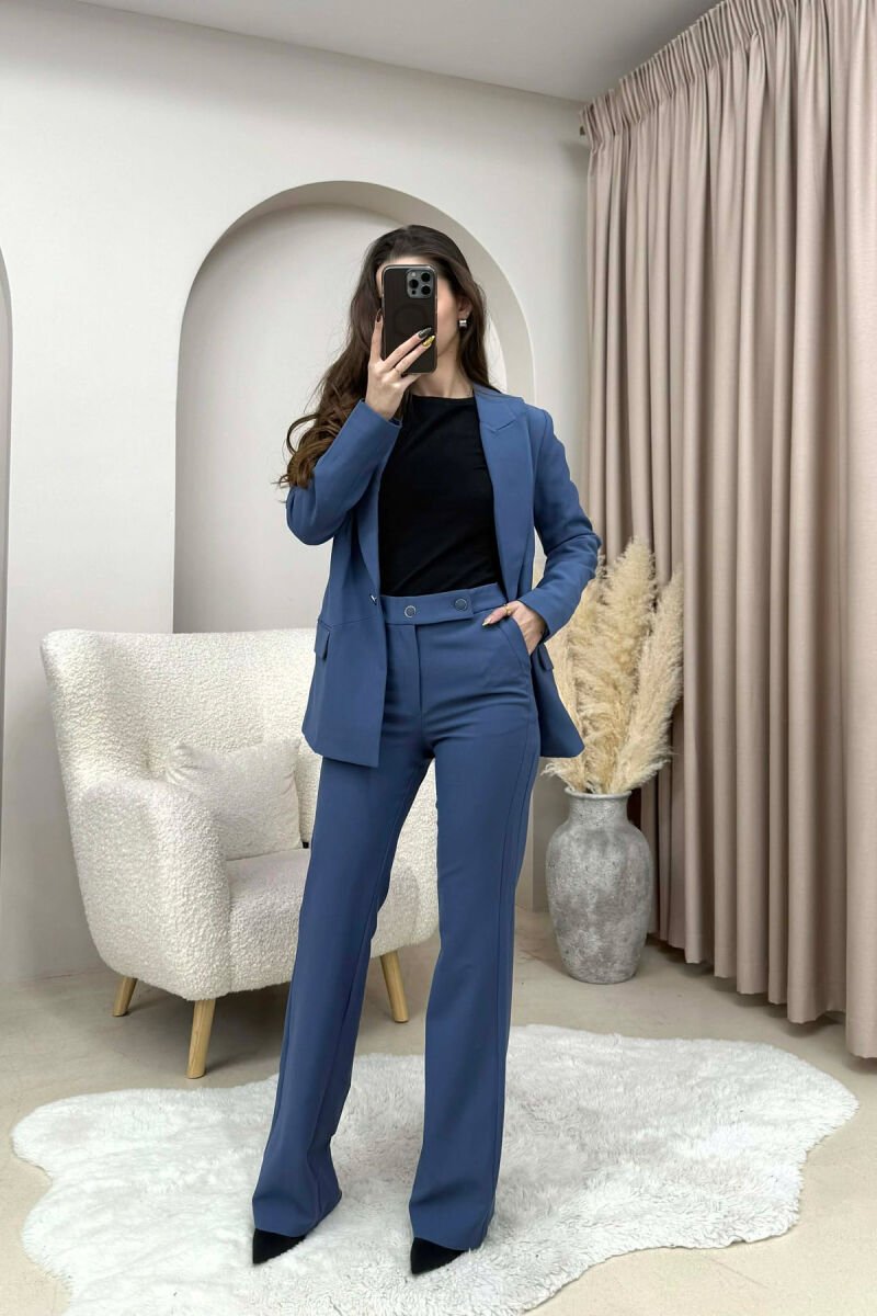 ONE COLOR CLASSIC JACKET+TROUSERS WOMEN SET BLUE/BLU - 1