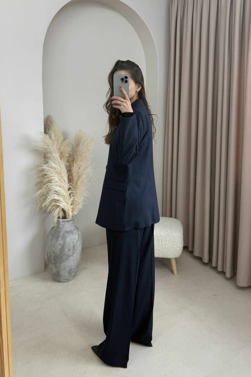 ONE COLOR CLASSIC JACKET+TROUSERS WOMEN SET BLUE/BLU - 4
