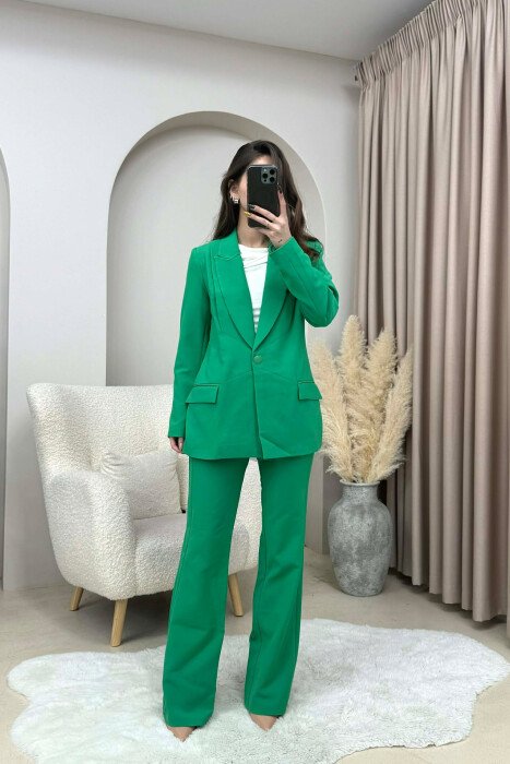 SET XHAKETE +PANTALLONA KLASIKE PER FEMRA NE NGJYRE JESHILE - KLAUDIO FASHION