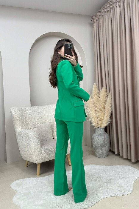 ONE COLOR CLASSIC JACKET+TROUSERS WOMEN SET GREEN/JESHILE - 2