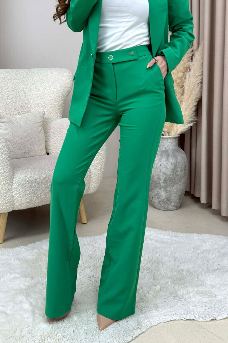 ONE COLOR CLASSIC JACKET+TROUSERS WOMEN SET GREEN/JESHILE - 4