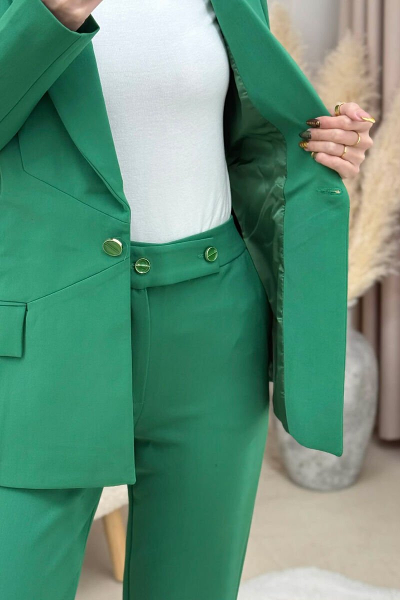 ONE COLOR CLASSIC JACKET+TROUSERS WOMEN SET GREEN/JESHILE - 4