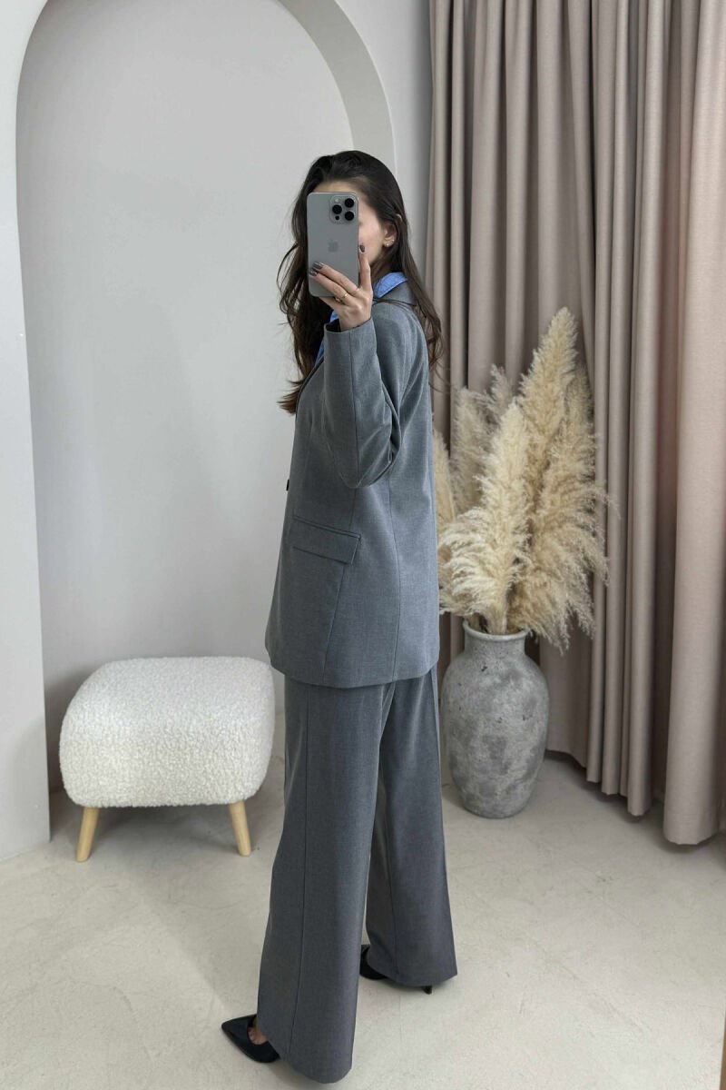 ONE COLOR CLASSIC JACKET+TROUSERS WOMEN SET GREY/GRI - 2