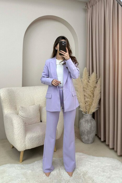 ONE COLOR CLASSIC JACKET+TROUSERS WOMEN SET LIGHT PURPLE/LEZB - 1