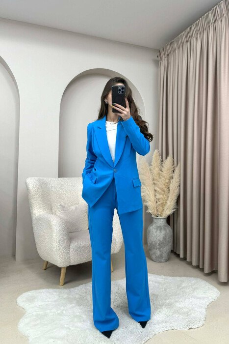 SET XHAKETE +PANTALLONA KLASIKE PER FEMRA NE NGJYRE BLU TE ZBARDHUR - KLAUDIO FASHION