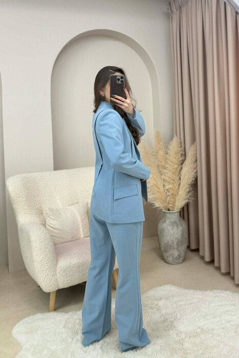 ONE COLOR CLASSIC JACKET+TROUSERS WOMEN SET LIGHTBLUE/BZ - 4