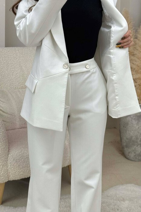 ONE COLOR CLASSIC JACKET+TROUSERS WOMEN SET WHITE-E BARDHE - 2