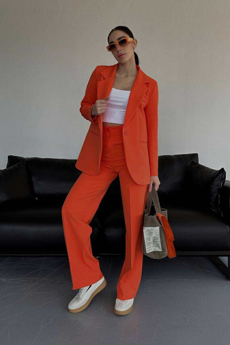 ONE COLOR CLASSIC JACKET+TROUSERS WOMENS SET ORANGE/PORTOKALLI - 1