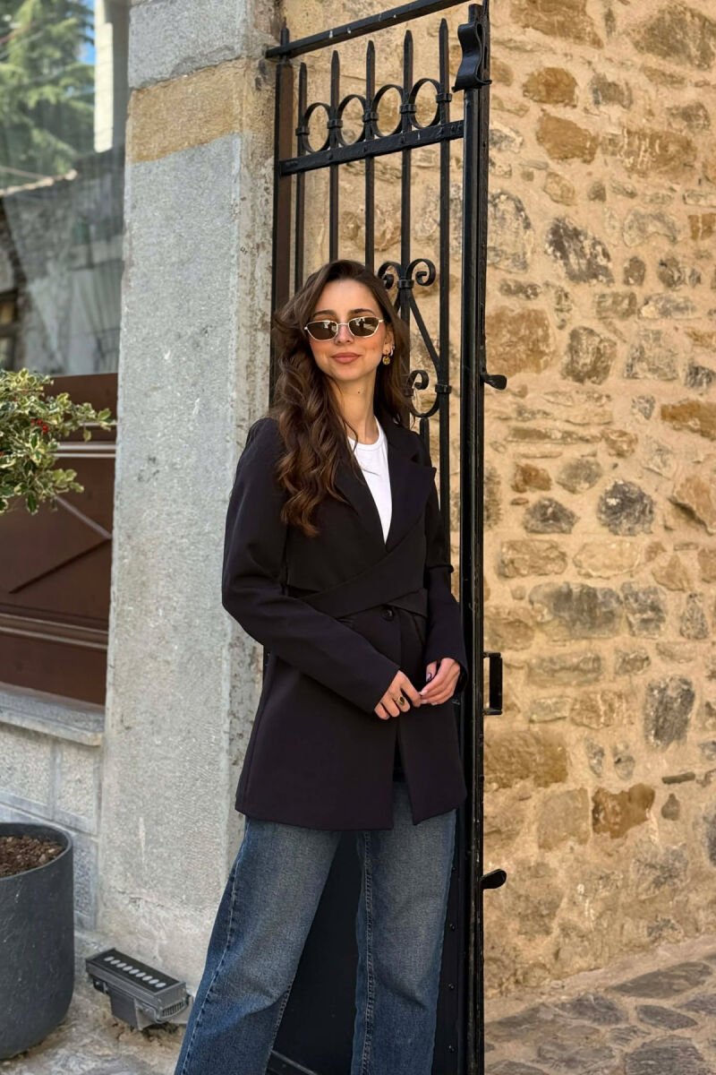 ONE COLOR CLASSIC LACING DETAIL WOMEN JACKET BLACK/ E ZEZE - 3