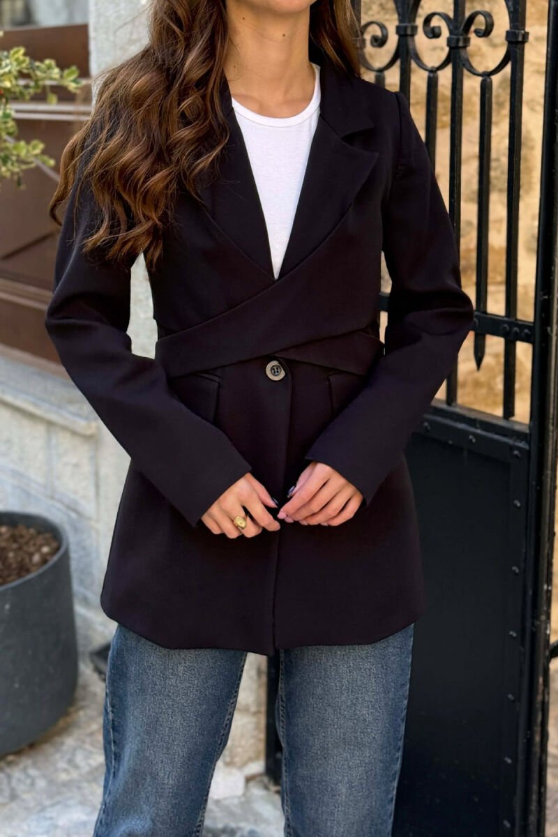 ONE COLOR CLASSIC LACING DETAIL WOMEN JACKET BLACK/ E ZEZE - 5