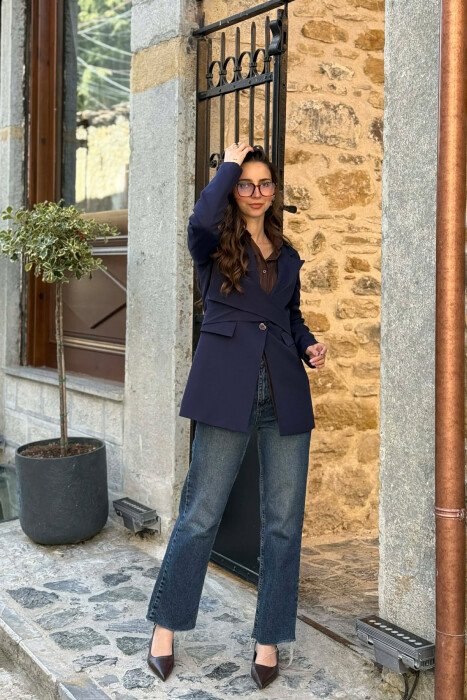 XHAKETE KLASIKE ME LIDHESE PER FEMRA NE NGJYRE BLU - KLAUDIO FASHION
