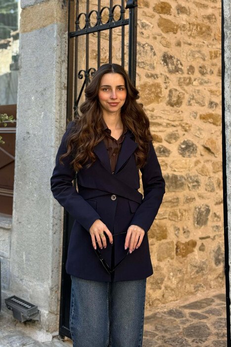 XHAKETE KLASIKE ME LIDHESE PER FEMRA NE NGJYRE BLU TE ERRET - KLAUDIO FASHION