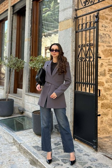 ONE COLOR CLASSIC LACING DETAIL WOMEN JACKET GREY ASH/GRI HIRI 