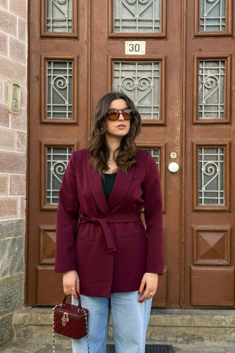ONE COLOR CLASSIC LACING SIMPLE WOMEN JACKET DARK BURGUNDY/VISHNJE E ERRET 