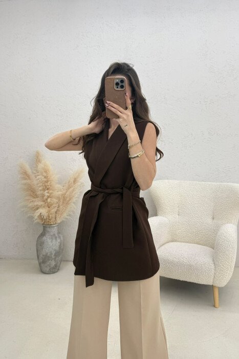 ONE COLOR CLASSIC LACING WOMEN VEST BROWN/KAFE 