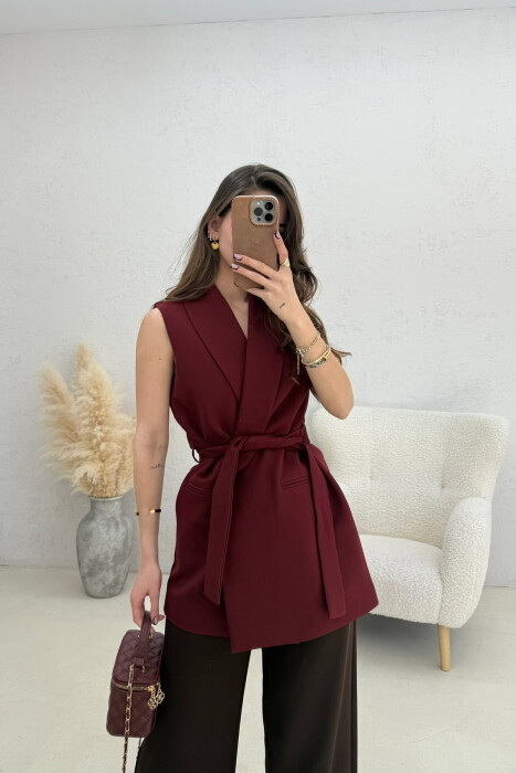 JELEK KLASIK ME LIDHESE PER FEMRA NE NGJYRE VISHNJE - KLAUDIO FASHION