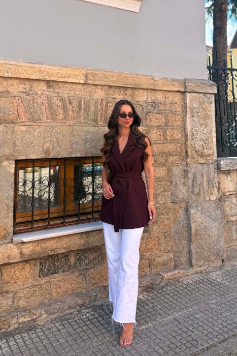ONE COLOR CLASSIC LACING WOMEN VEST DARK BURGUNDY/VISHNJE E ERRET 