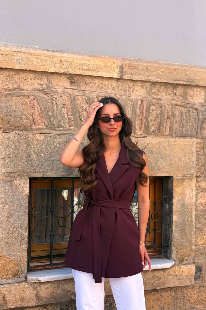 ONE COLOR CLASSIC LACING WOMEN VEST DARK BURGUNDY/VISHNJE E ERRET - 2