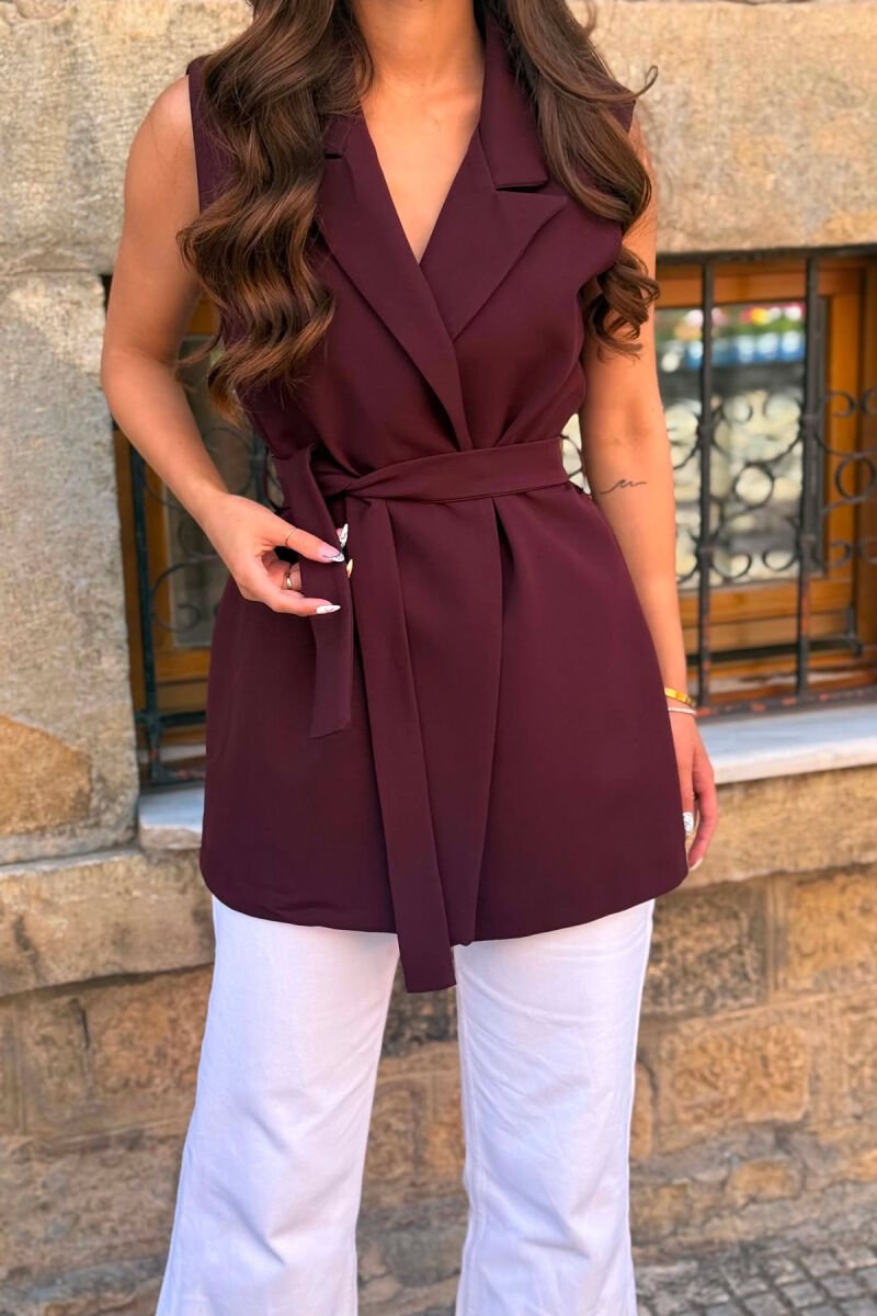 ONE COLOR CLASSIC LACING WOMEN VEST DARK BURGUNDY/VISHNJE E ERRET - 3