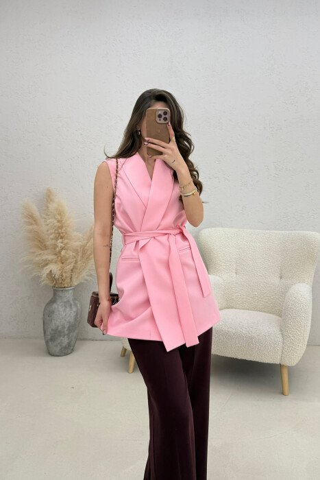 ONE COLOR CLASSIC LACING WOMEN VEST PINK/ROZE - 4