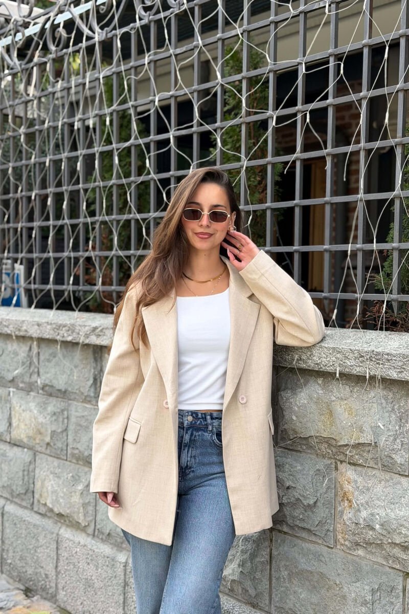 ONE COLOR CLASSIC SIMPLE WOMAN JACKET BEIGE/BEZHE - 1