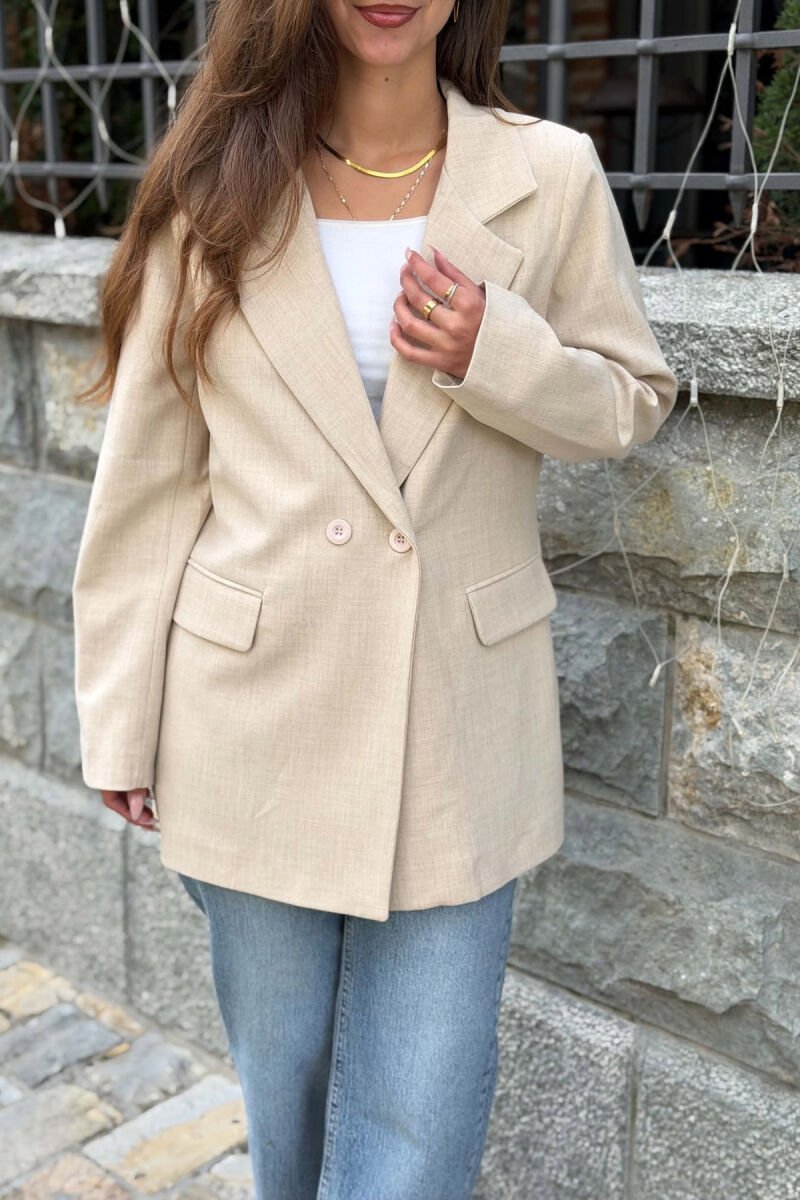 ONE COLOR CLASSIC SIMPLE WOMAN JACKET BEIGE/BEZHE - 2