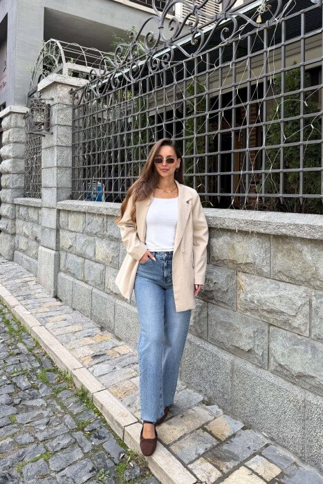 ONE COLOR CLASSIC SIMPLE WOMAN JACKET BEIGE/BEZHE - 5