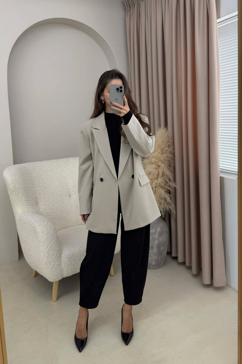 ONE COLOR CLASSIC SIMPLE WOMEN JACKET BEIGE/BEZHE - 1