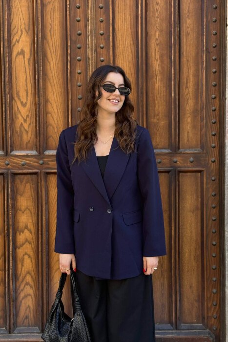 ONE COLOR CLASSIC SIMPLE WOMEN JACKET BLUE/BLU - 1