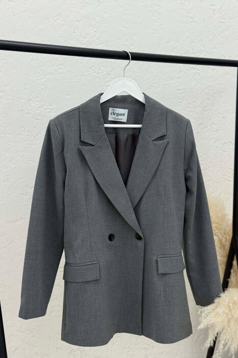XHAKETË NJË NGJYRËSHE KLASIKE PËR FEMRA NË NGJYRË GRI - KLAUDIO FASHION