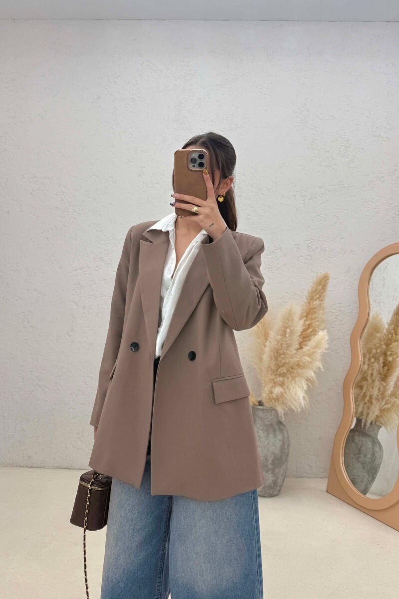 ONE COLOR CLASSIC SIMPLE WOMEN JACKET LIGHT BROWN/KAZB - 1