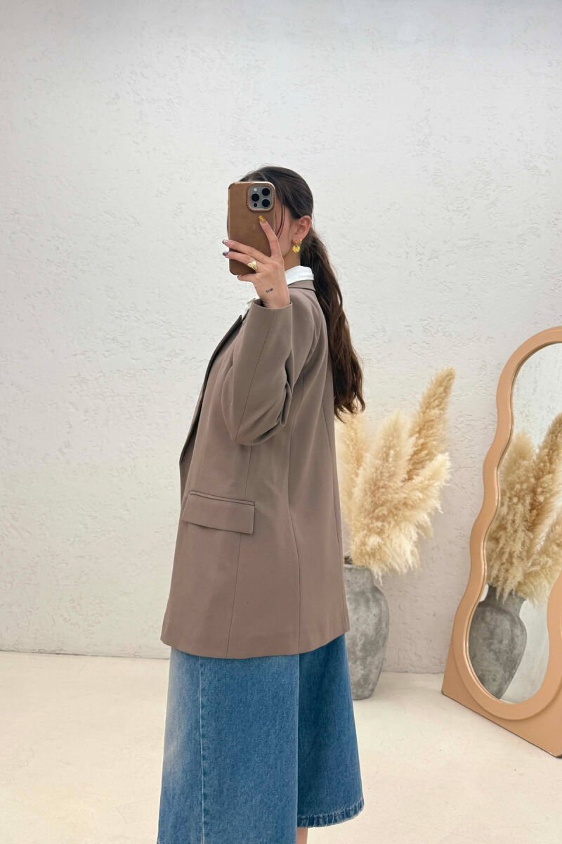 ONE COLOR CLASSIC SIMPLE WOMEN JACKET LIGHT BROWN/KAZB - 2