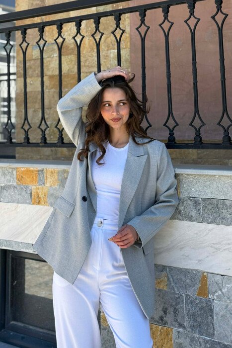 ONE COLOR CLASSIC SIMPLE WOMEN JACKET LIGHT GREY/GZ - 1
