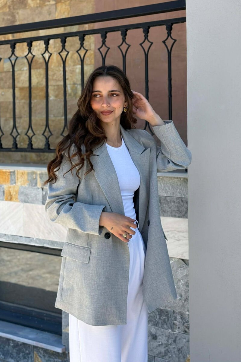 ONE COLOR CLASSIC SIMPLE WOMEN JACKET LIGHT GREY/GZ - 4
