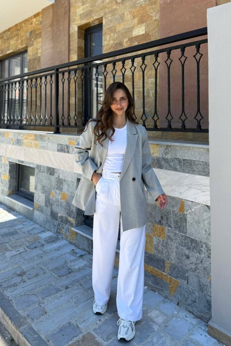 ONE COLOR CLASSIC SIMPLE WOMEN JACKET LIGHT GREY/GZ - 5
