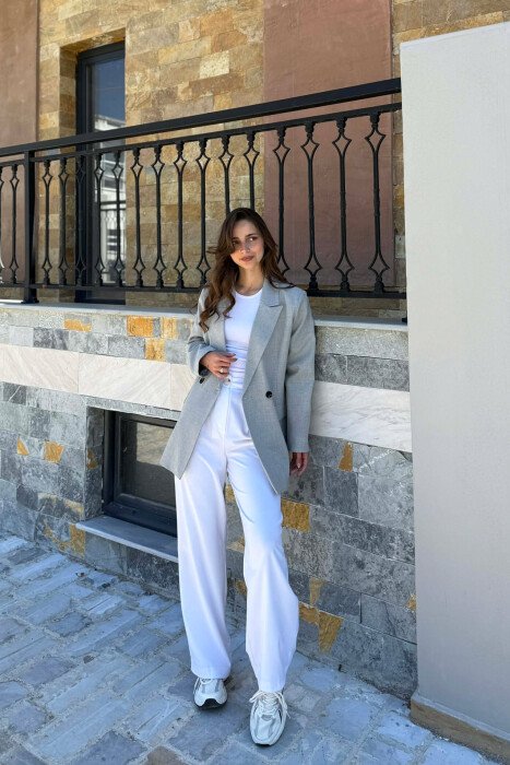 ONE COLOR CLASSIC SIMPLE WOMEN JACKET LIGHT GREY/GZ - 6