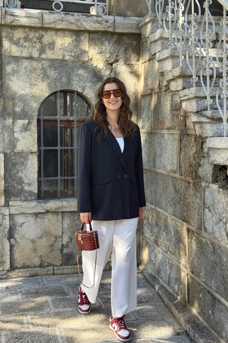 ONE COLOR CLASSIC SIMPLE WOMEN JACKET MIDNIGHT BLUE/BLU MESNATE - 6