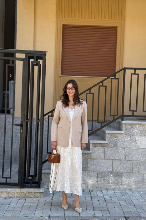 ONE COLOR CLASSIC WOMAN JACKET BEIGE/BEZHE 