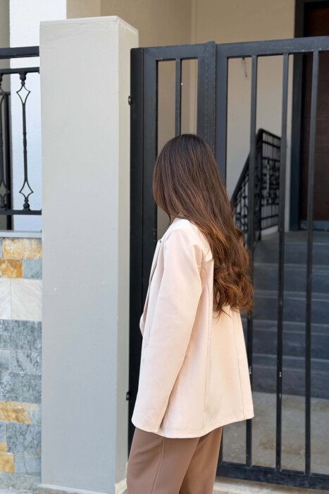ONE COLOR CLASSIC WOMAN JACKET BEIGE/BEZHE - 4