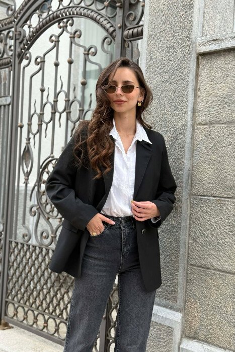 ONE COLOR CLASSIC WOMAN JACKET BLACK/ E ZEZE - 1