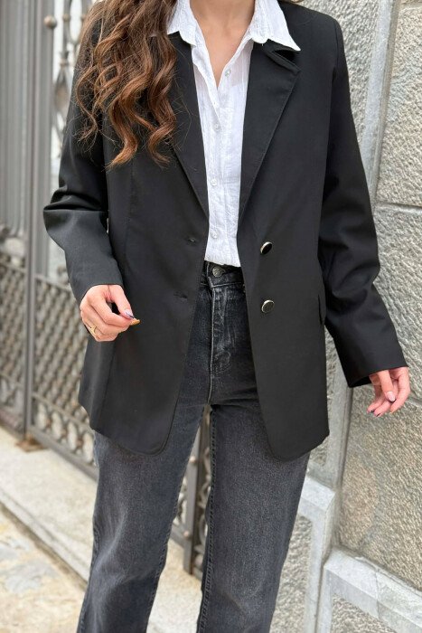 ONE COLOR CLASSIC WOMAN JACKET BLACK/ E ZEZE - 5