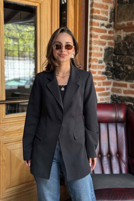 ONE COLOR CLASSIC WOMAN JACKET BLACK/ E ZEZE - KLAUDIO FASHION