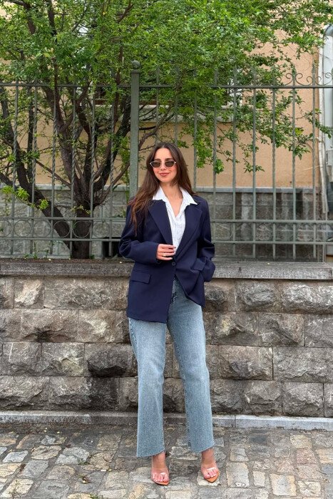 ONE COLOR CLASSIC WOMAN JACKET BLUE/BLU - 5