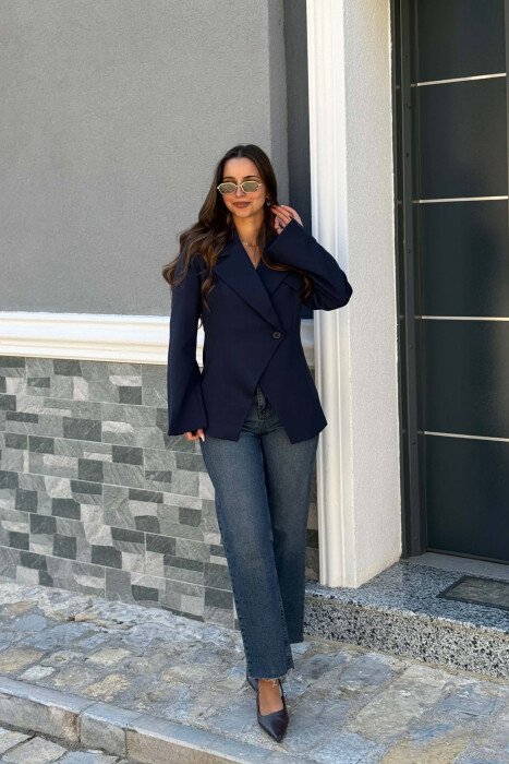 ONE COLOR CLASSIC WOMAN JACKET BLUE/BLU - 3