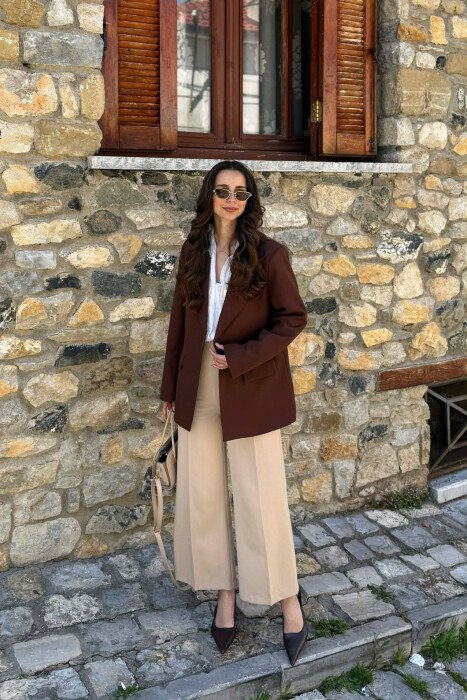 ONE COLOR CLASSIC WOMAN JACKET BROWN/KAFE - KLAUDIO FASHION