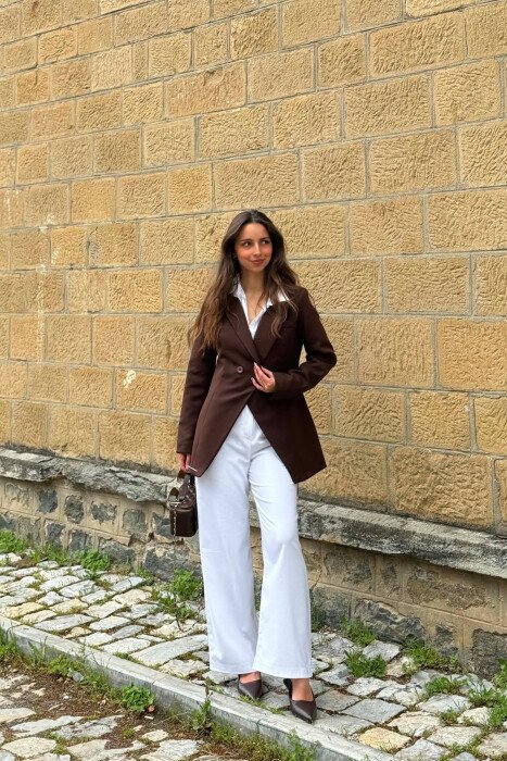 ONE COLOR CLASSIC WOMAN JACKET BROWN/KAFE - 1