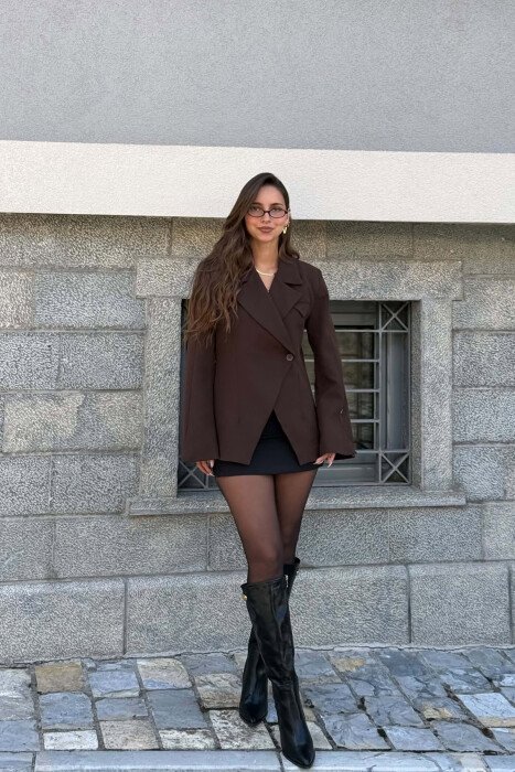 ONE COLOR CLASSIC WOMAN JACKET BROWN/KAFE - 6