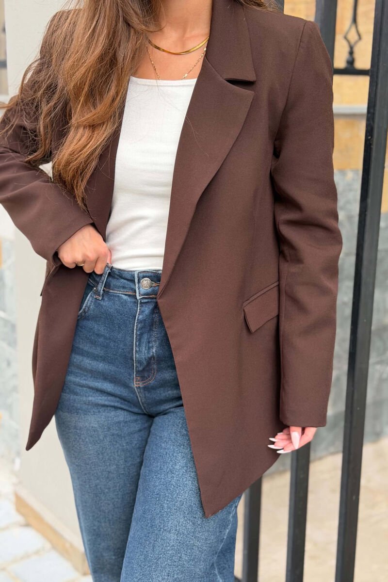 ONE COLOR CLASSIC WOMAN JACKET BROWN/KAFE - 3