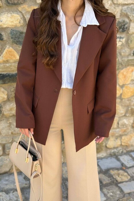 ONE COLOR CLASSIC WOMAN JACKET BROWN/KAFE - 4