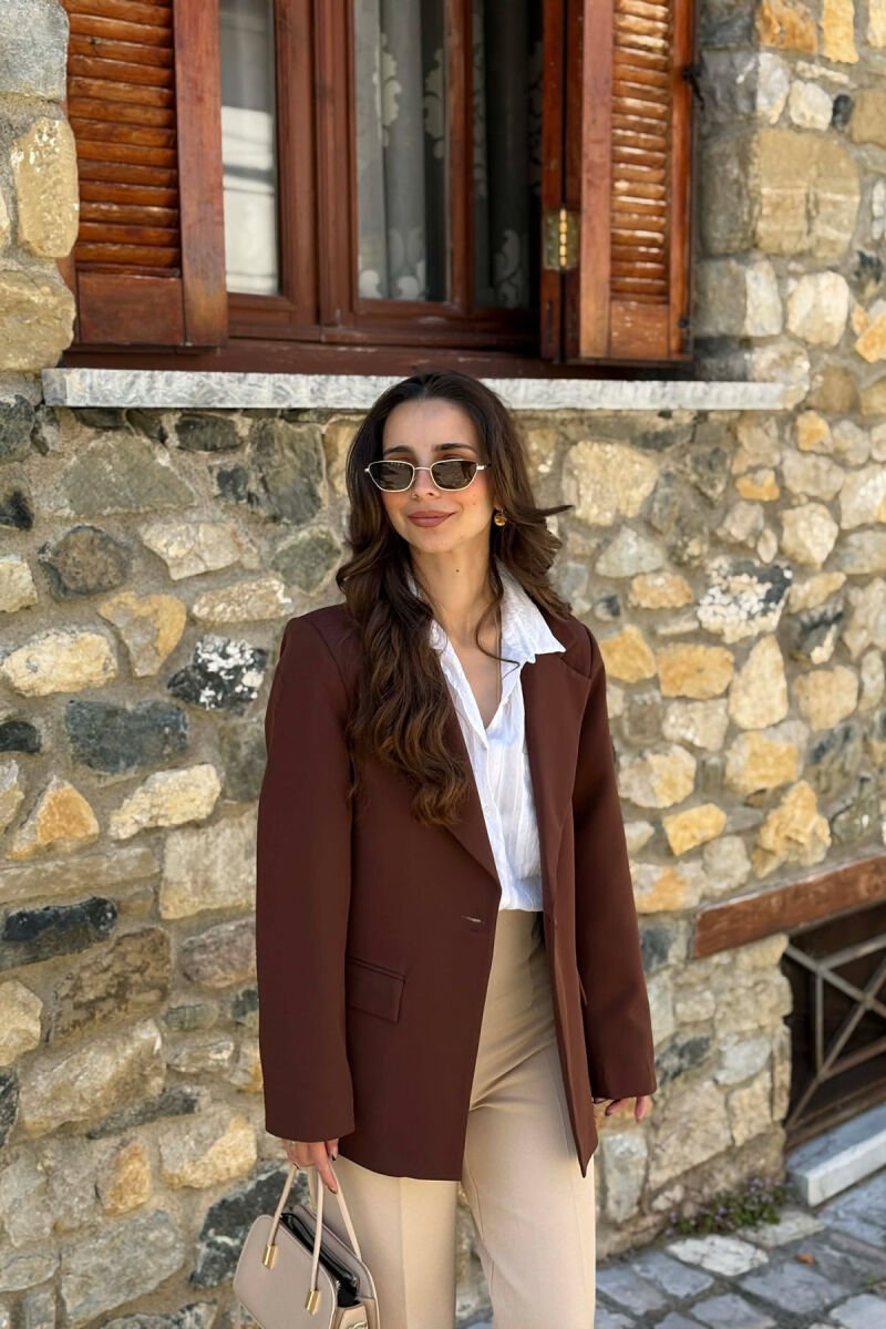 ONE COLOR CLASSIC WOMAN JACKET BROWN/KAFE - 5